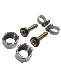 Kit 2 Racor Bronce Mang. 3/8" Tuerca Hexagonal y Abrazadera Inox